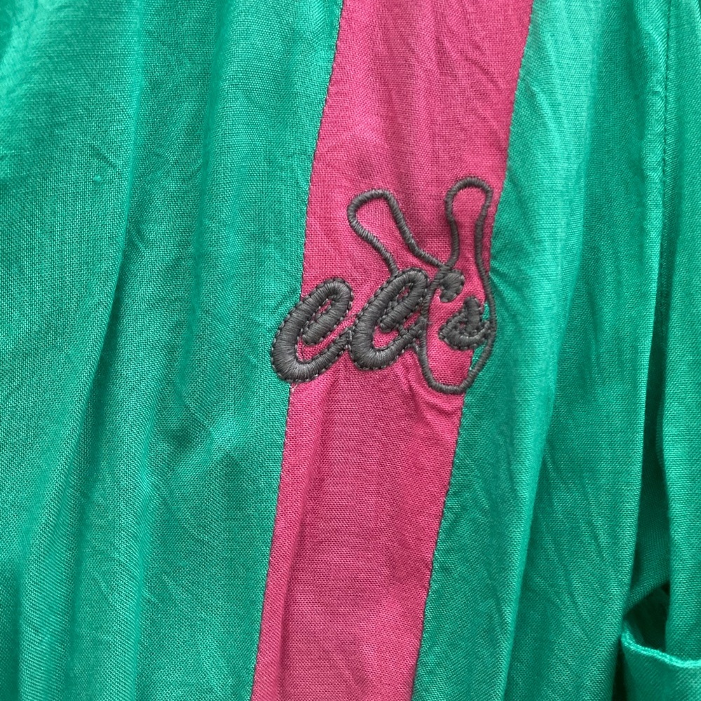 Vintage Green & Pink Button-Front Blouse - Picture 2 of 5